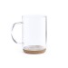Mug en verre 45cl avec base liège, Mug en verre promotional