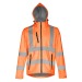 THC ZAGREB WORK. Men's high visibility technical softshell with removable hood, Softshell and neoprene jacket promotional
