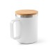 LAUDA. Mug en acier inoxydable recyclé à 90% avec couvercle en bambou, mug et tasse en métal promotional