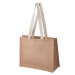 Sac en jute avec anses plates en coton, Sac en toile de jute promotional
