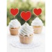 RED AND GOLD HEART COCKTAIL PICKS X 10, heart promotional