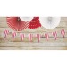 GUIRLANDE FANIONS FESTONNES ROUGE RAYE BLANC ET OR, guirlande de fanions en papier promotional