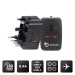 Adaptateur universel de voyage avec sorties USB-C et USB-A - Noir wholesaler
