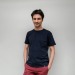 T-shirt homme col rond bord côte, T-shirt en coton bio promotional