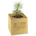 Pot cube bois de bureau de Noël - Design standard - Epicéa - sans gravure laser, décoration et objet de Noël promotional