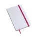 A6 white notebook with coloured elastic band and hard cover, Hardcover Notebook promotional