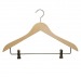 Wooden business hanger 45cm with clips wholesaler