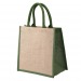Product thumbnail Jute shopping bag with cotton handles and coloured gussets 3