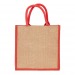 Product thumbnail Jute shopping bag with cotton handles and coloured gussets 5