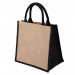 Product thumbnail Jute shopping bag with cotton handles and coloured gussets 4