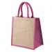 Product thumbnail Jute shopping bag with cotton handles and coloured gussets 2