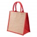 Product thumbnail Jute shopping bag with cotton handles and coloured gussets 0