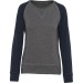 Product thumbnail Women's two-tone organic sweatshirt with round neck and raglan sleeves - Kariban 1
