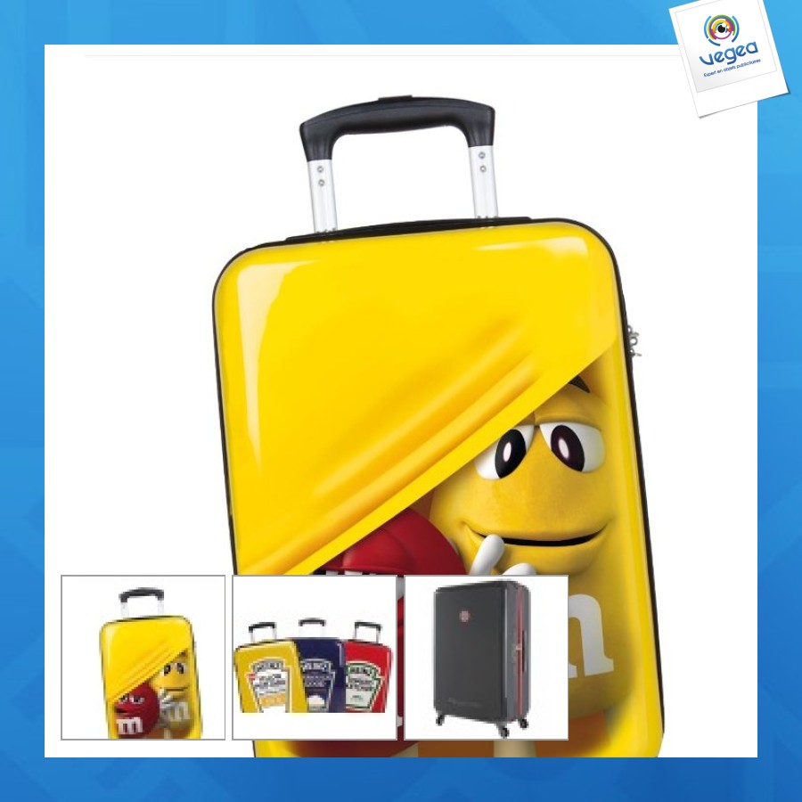 Valise trolley avec logo quadri