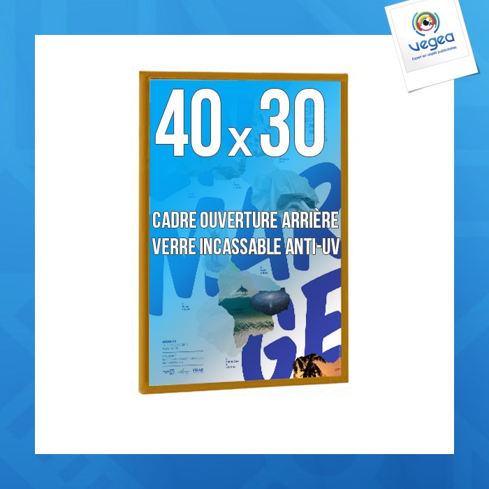 Cadre avec logo déco 30x40cm couleur doré