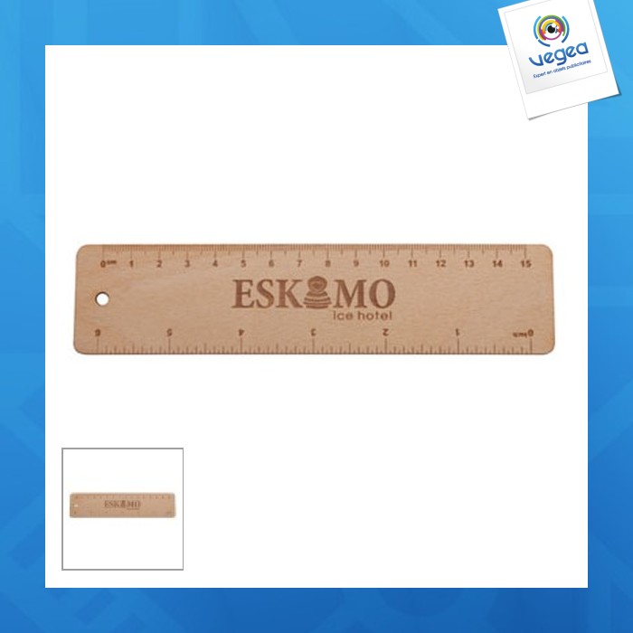 Règle en bois avec logo 15cm