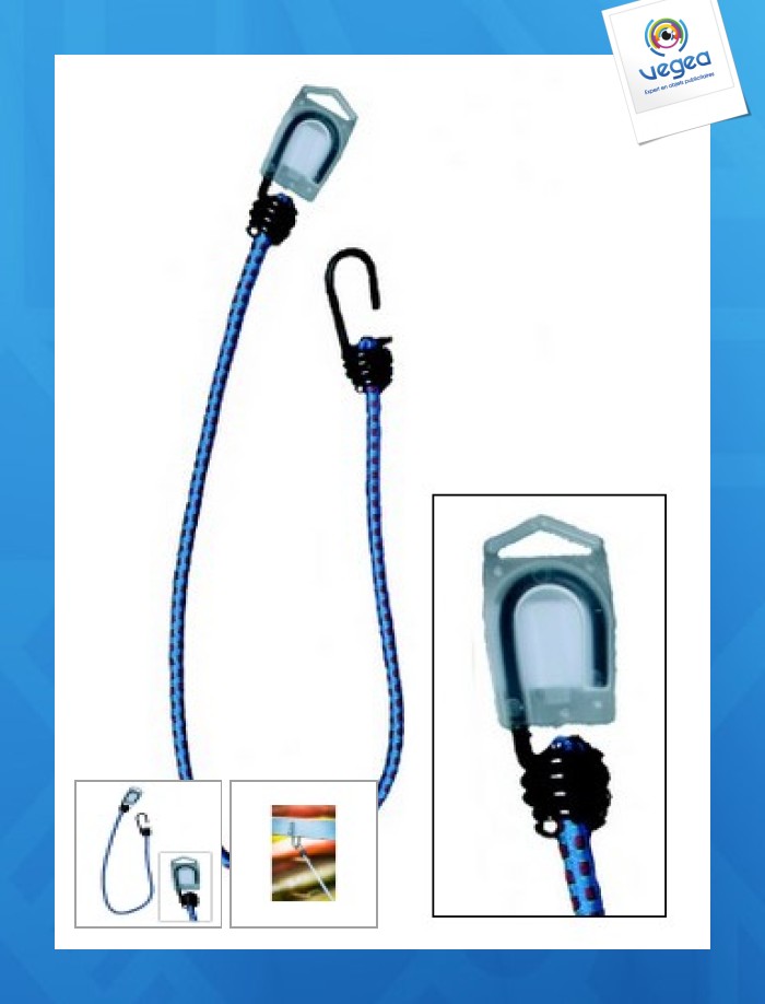 10 straight bungees, loose polypropylene braided 35 cm at rest, extendable to 60 cm ø 8 mm