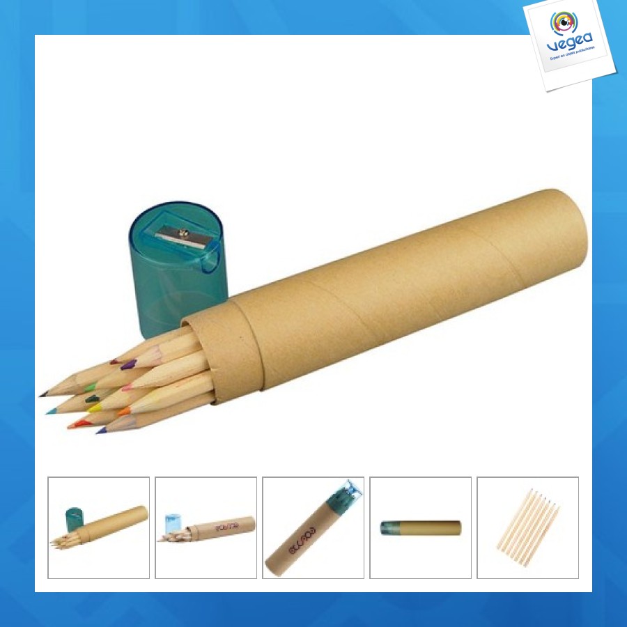 12 crayons de couleurs avec taille-crayon