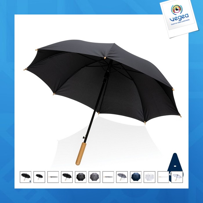 23" rpet and bamboo auto open umbrella impact aware