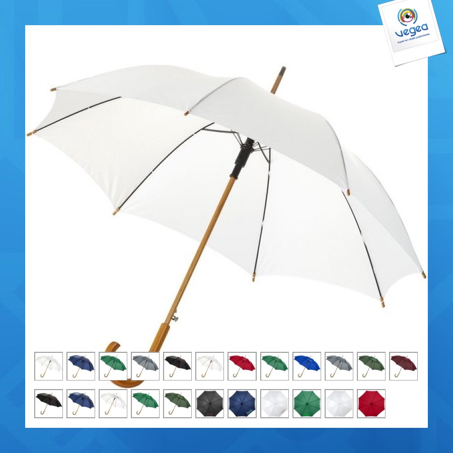 23" self-opening umbrella with wooden handle and shaft