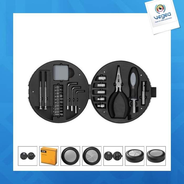25-piece tire-shaped tool set.