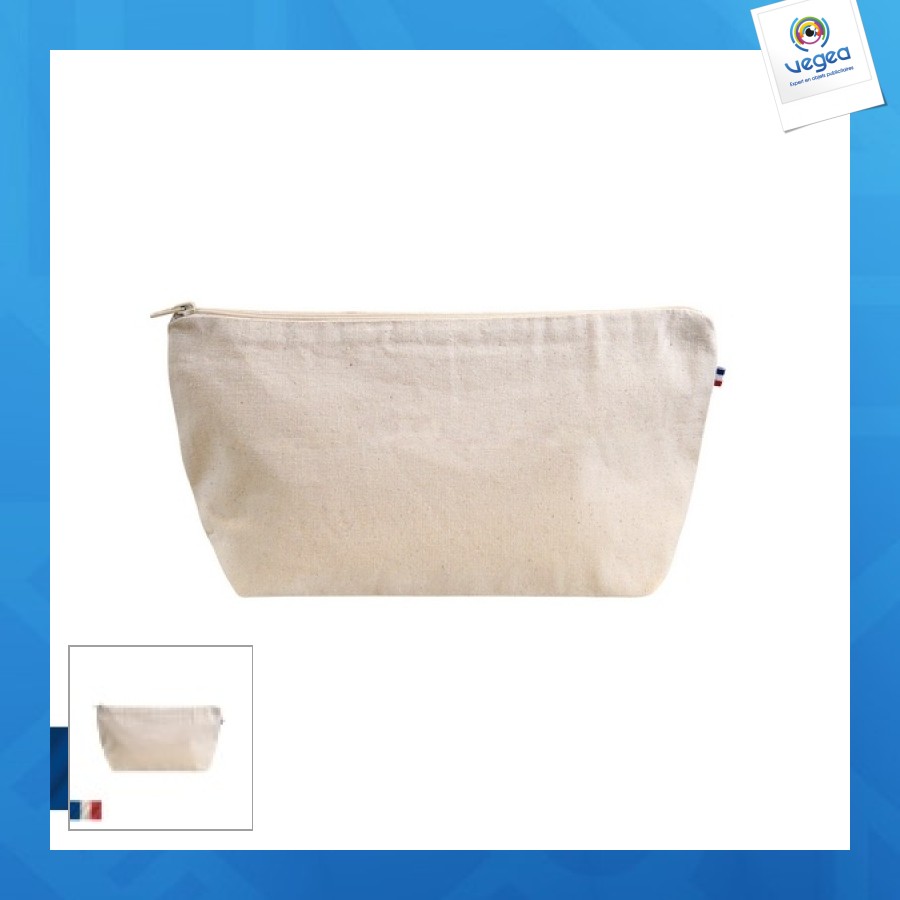 27x15 gots organic cotton pencil case made in france
