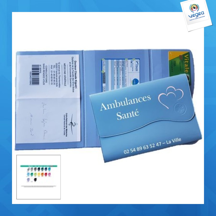 3-panel family folder with 1 wave cut-out and ambulance cross inlay