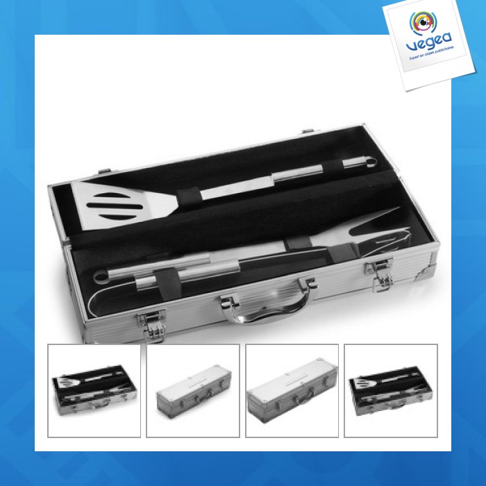 3-piece barbecue set in an aluminium case
