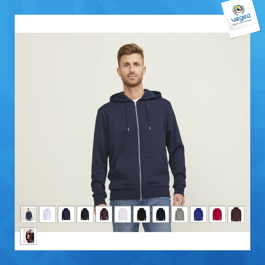 300g organic cotton zip-up hoodie