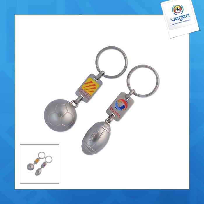 3d football or rugby keychain with personal plate.