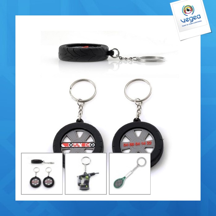 3d soft pvc key ring, 2 sides, 60 x 40 mm