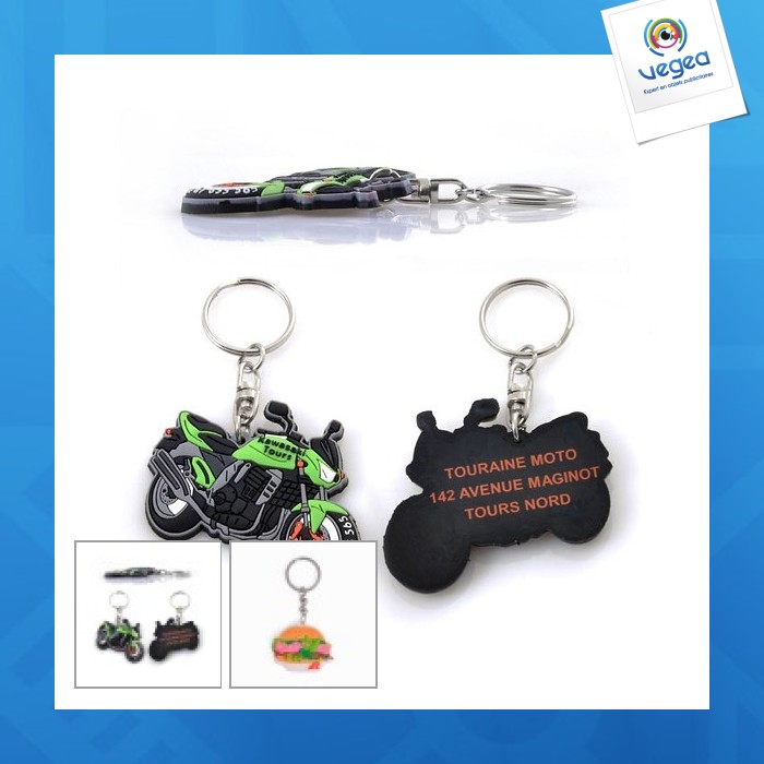3d soft pvc key ring with flat bottom, 50 x 30 mm