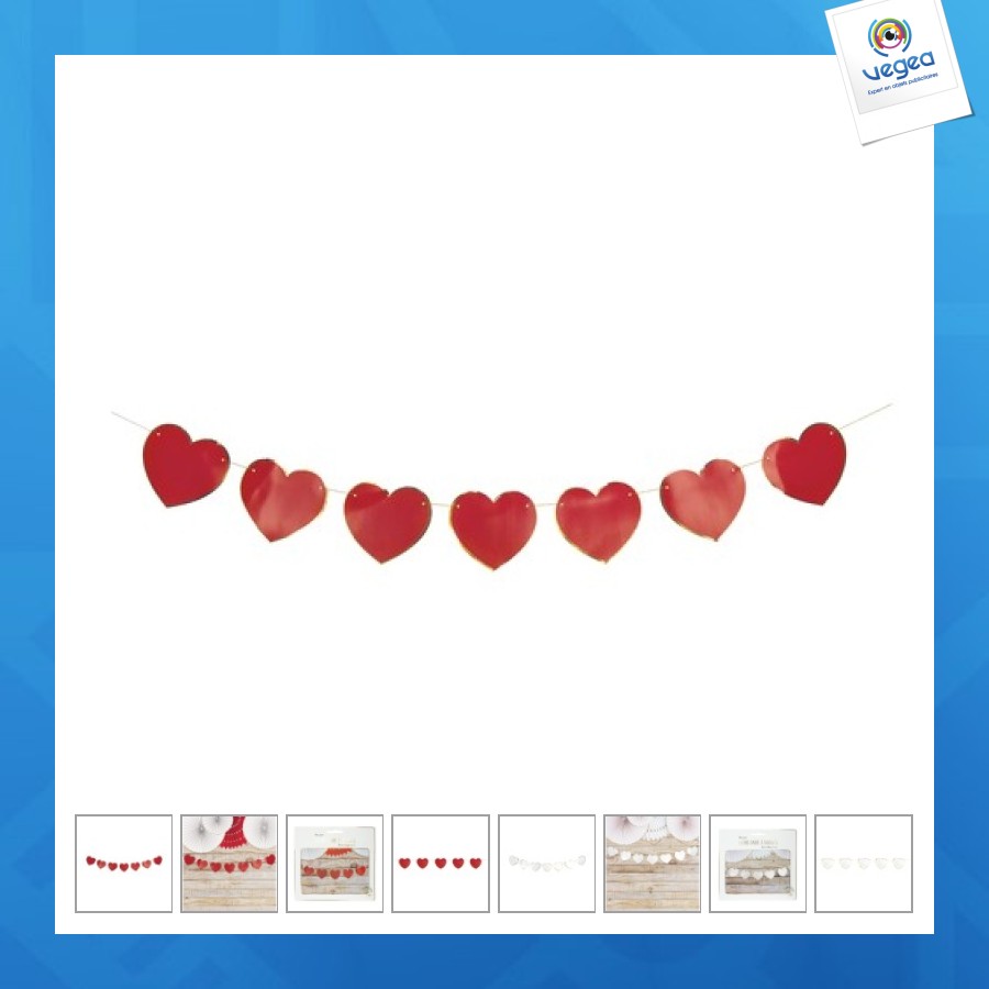 3m red and gold heart garland
