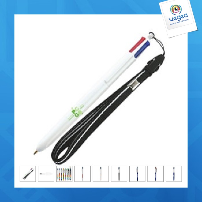 4 colour bic pen with neckband