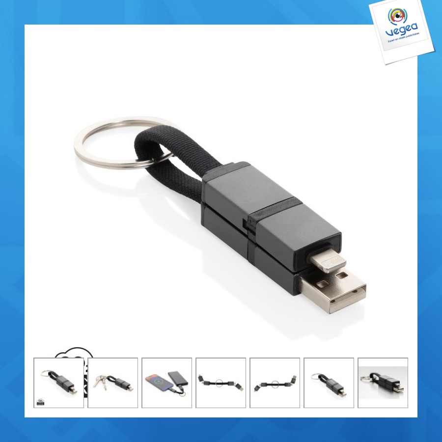 4 in 1 60w fast charging cable in recycled aluminium