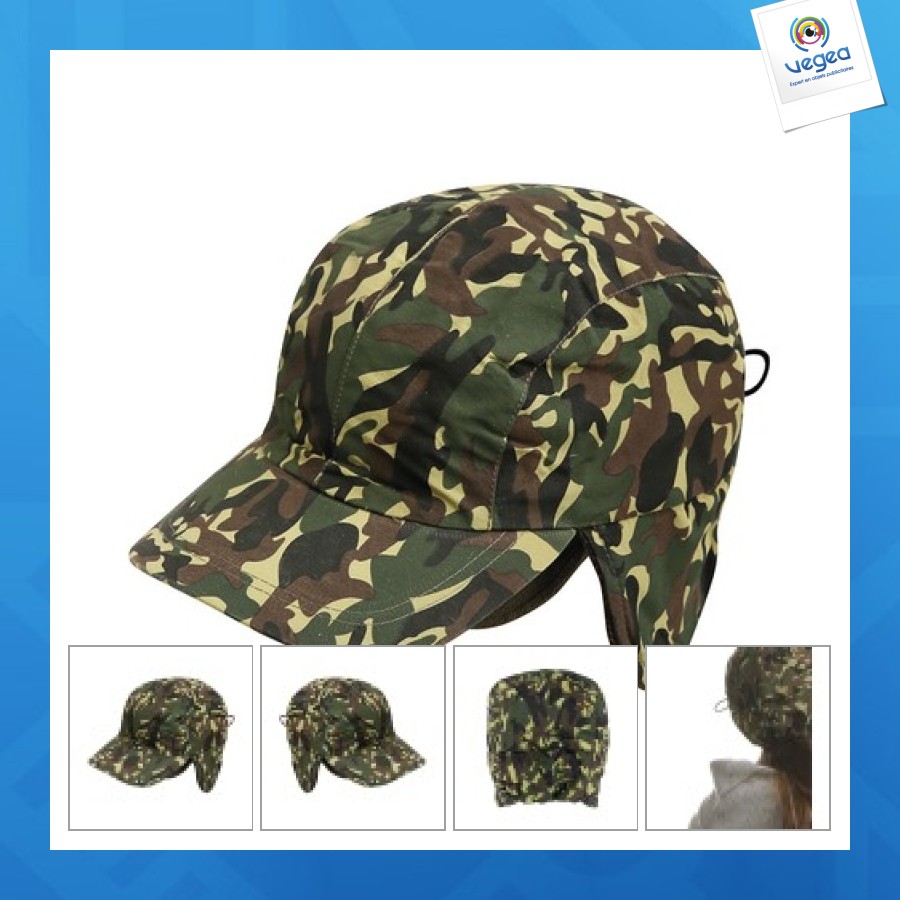 4-panel camouflage cap in polar fleece and polyester
