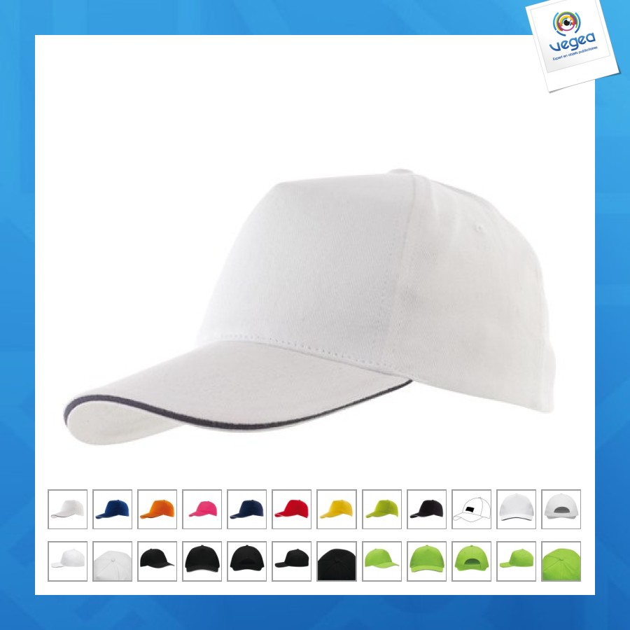 5-panel cap with contrasting sandwich