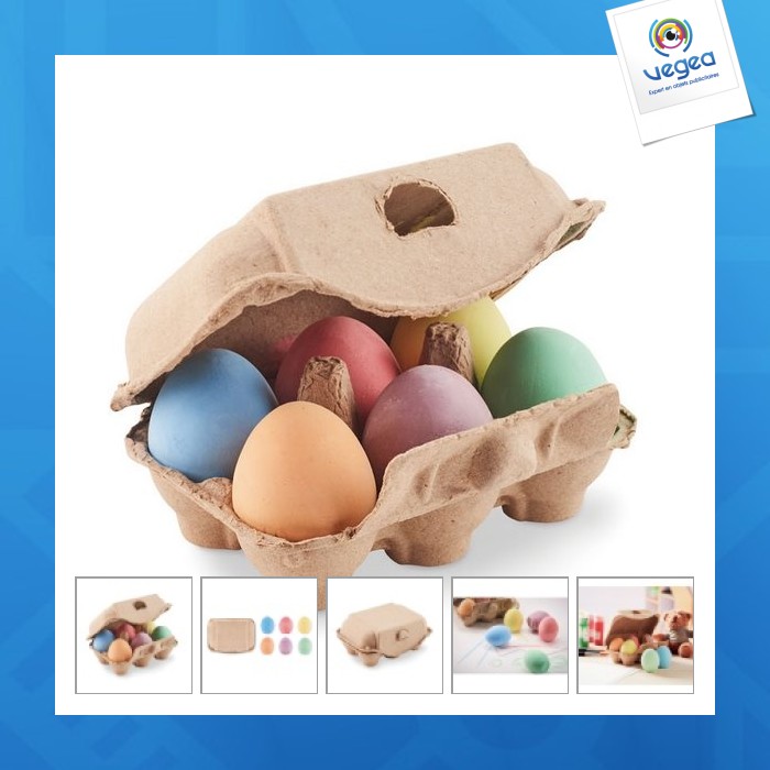 6 chalks in an egg carton