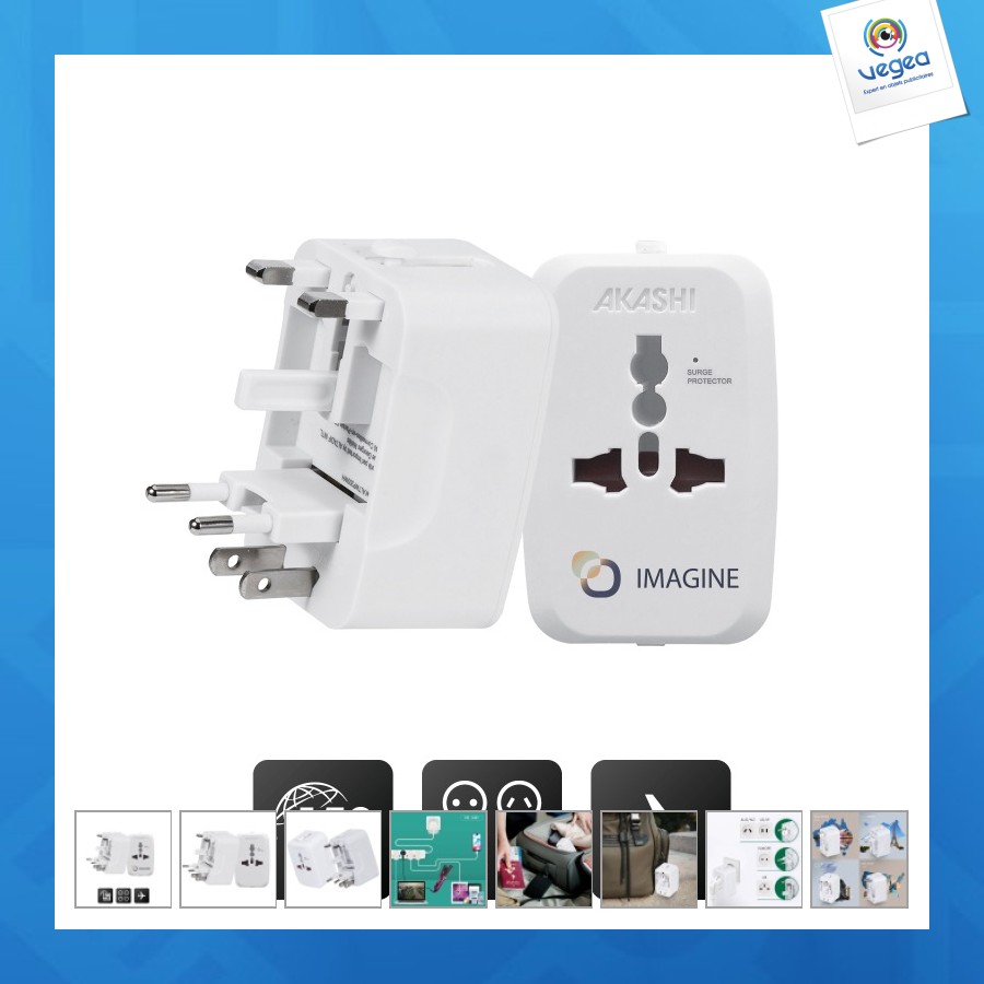 Adaptateur universel de voyage - blanc