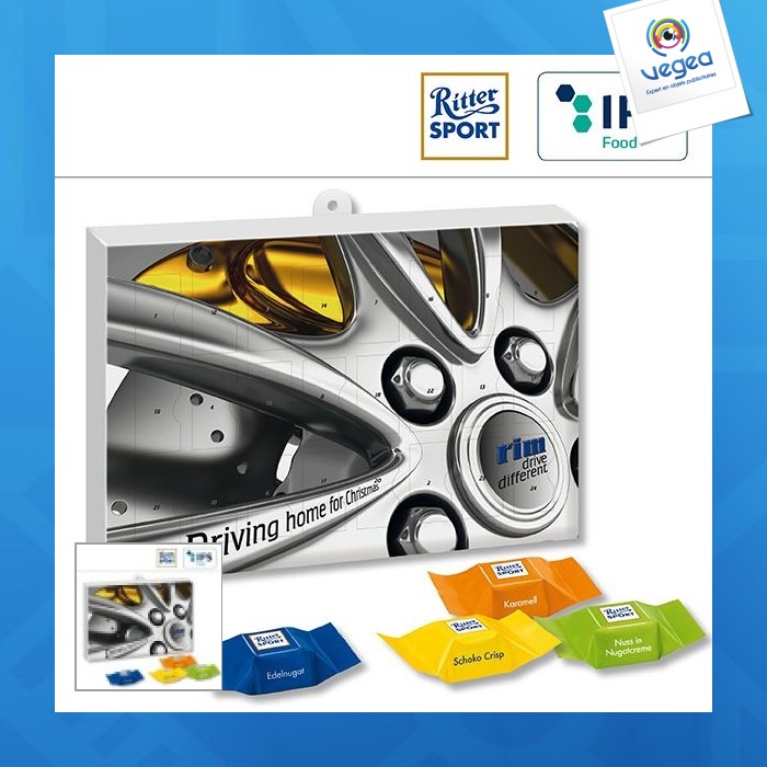 Advent calendar premium gift with ritter sport chocolate cube
