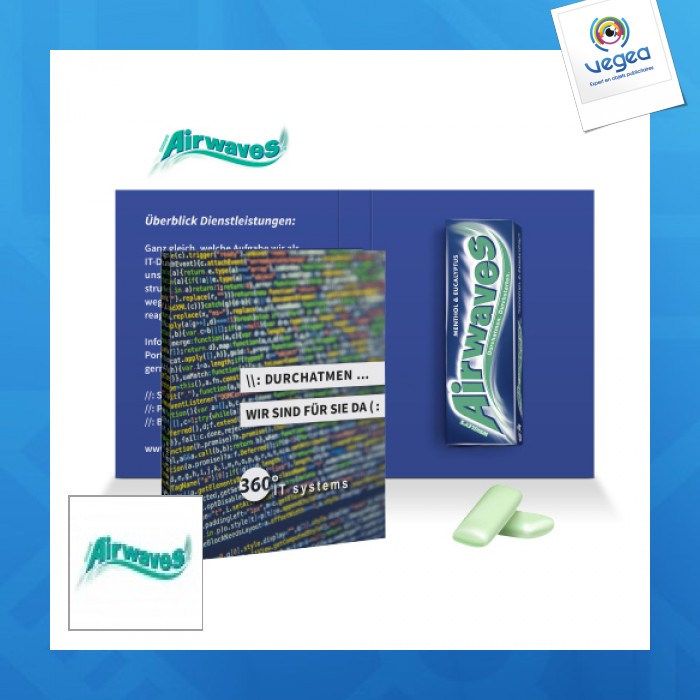 Advertising card with pack of chewing gum