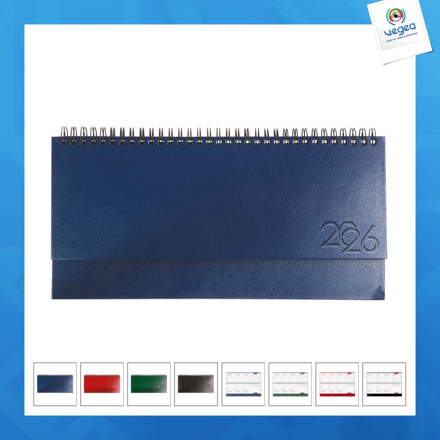 Agenda de bureau hebdomadaire 2026 avec couverture en carton laminé
