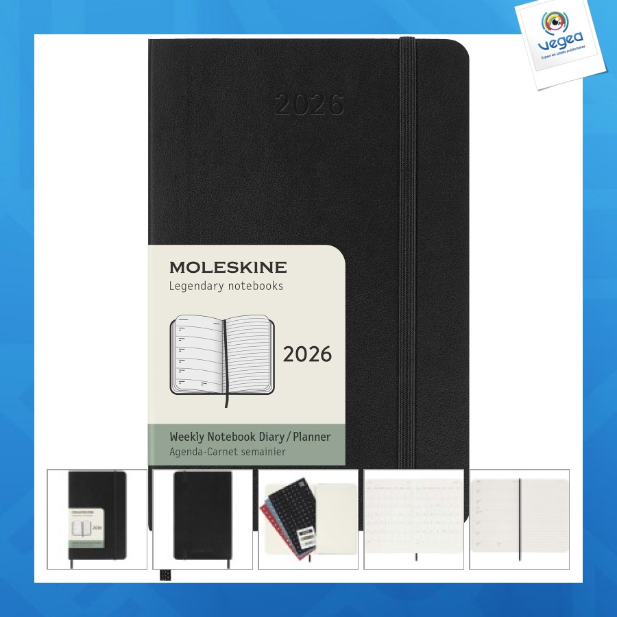 Agenda de poche hebdomadaire 12 mois moleskine à couverture souple