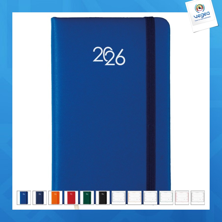 Agenda de poche hebdomadaire 2026 avec couverture rigide en pu