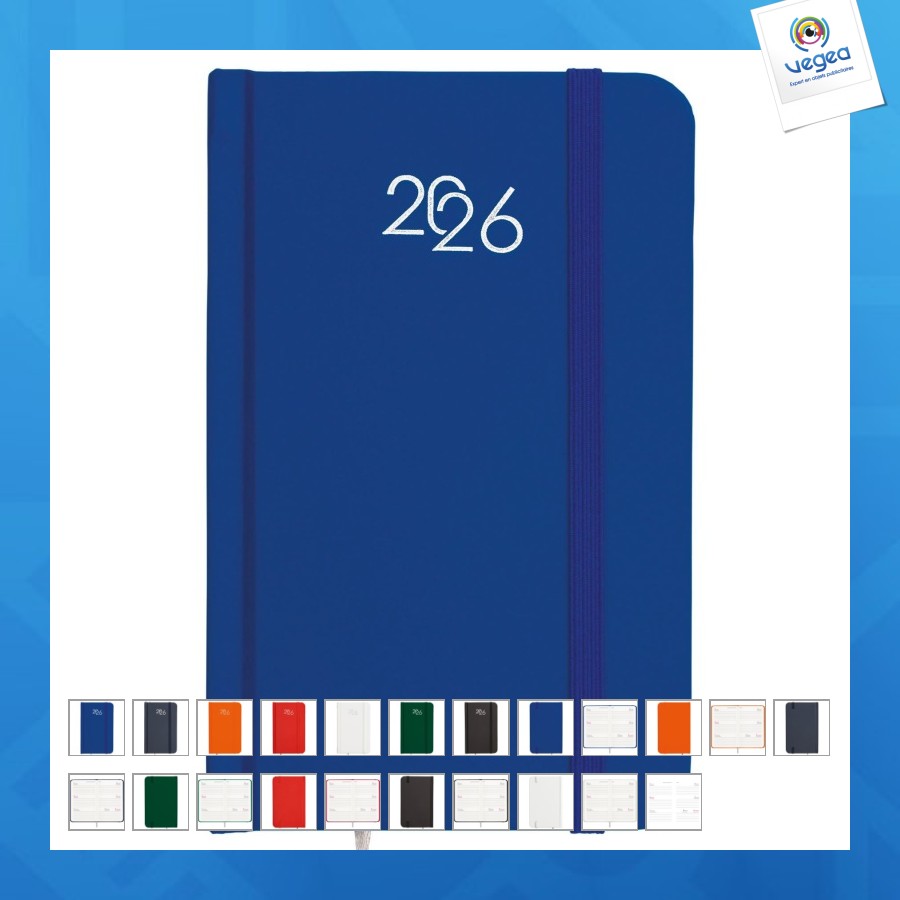 Agenda de poche hebdomadaire 2026, couverture rigide en carton laminé