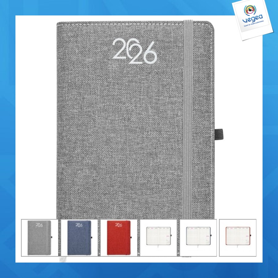 Agenda hebdomadaire 2026, couverture rigide en pet recyclé avec effet de mélange
