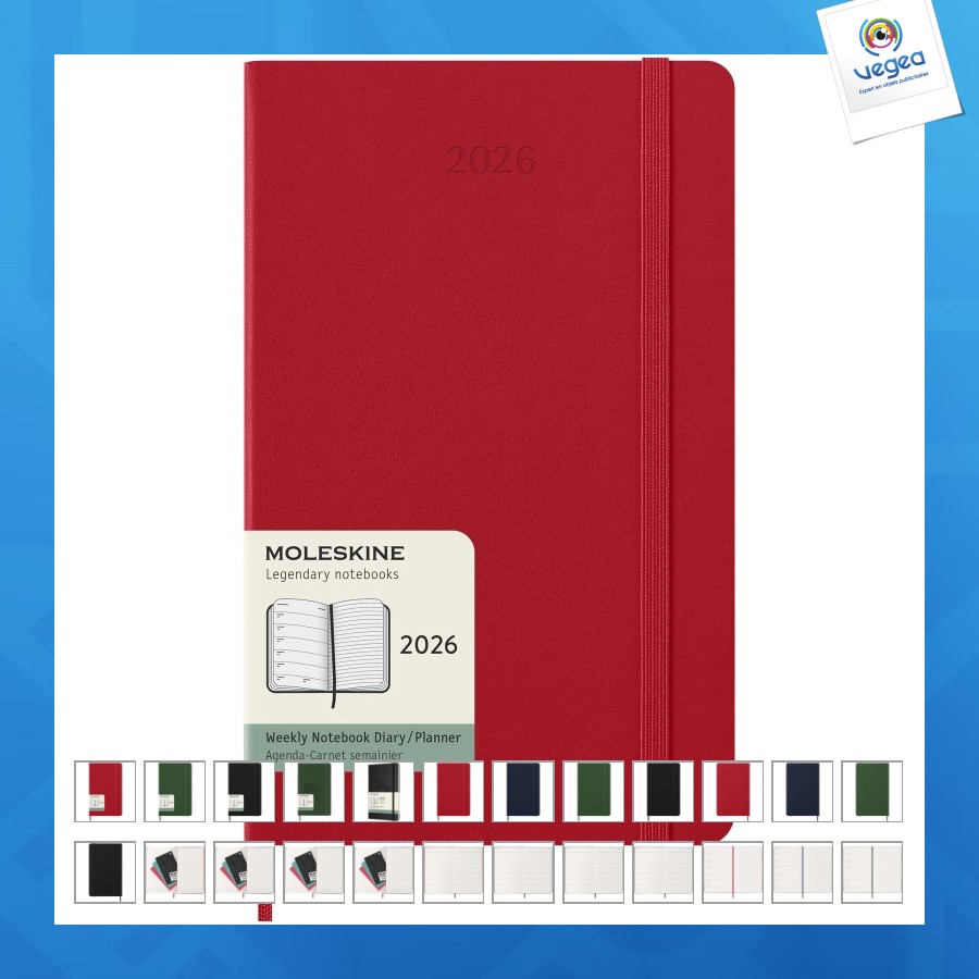 Agenda l hebdomadaire 12 mois moleskine à couverture rigide