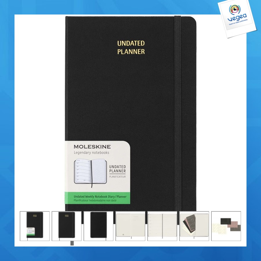 Agenda l hebdomadaire non daté moleskine à couverture rigide