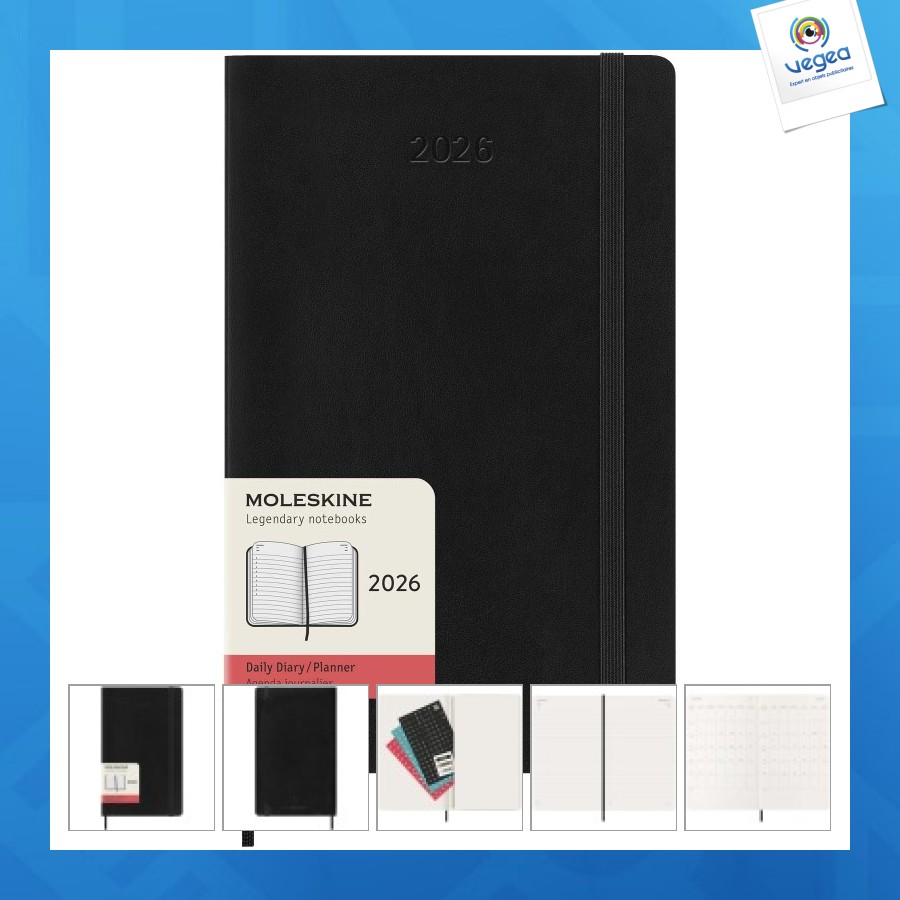 Agenda l quotidien 12 mois moleskine à couverture souple