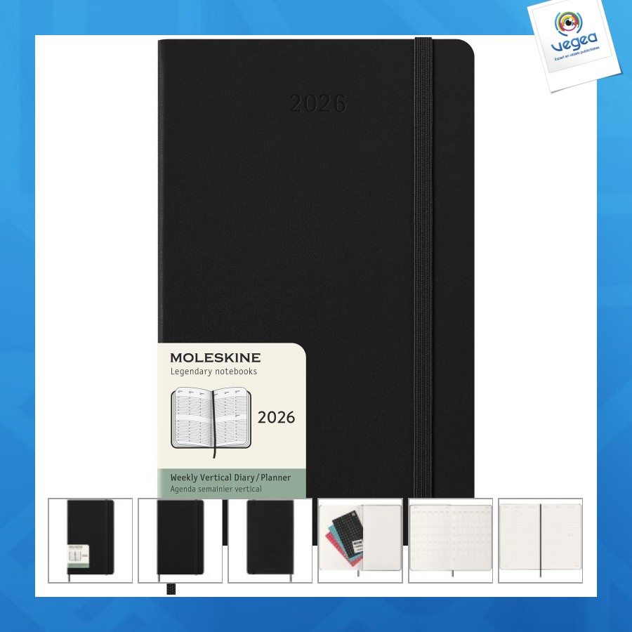 Agenda l vertical 12 mois moleskine à couverture rigide
